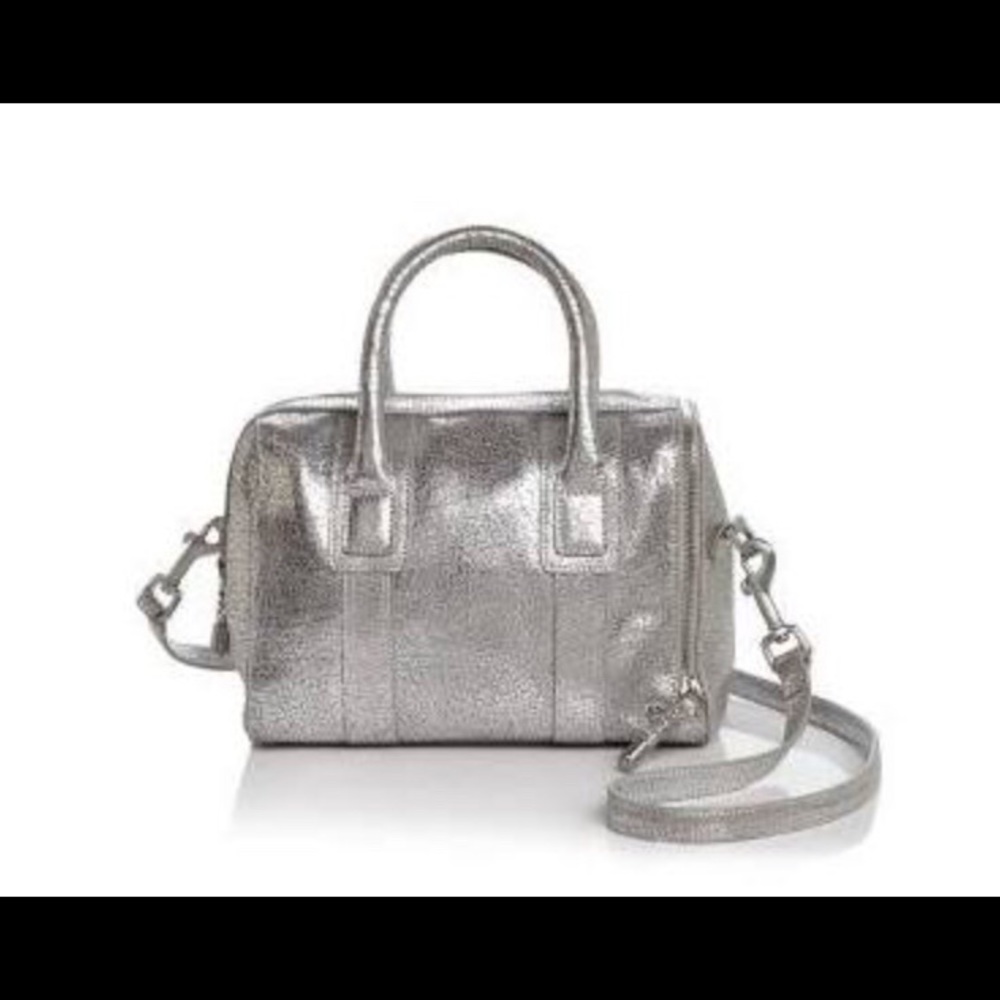 Halston Heritage Jerry Satchel Silver Leather